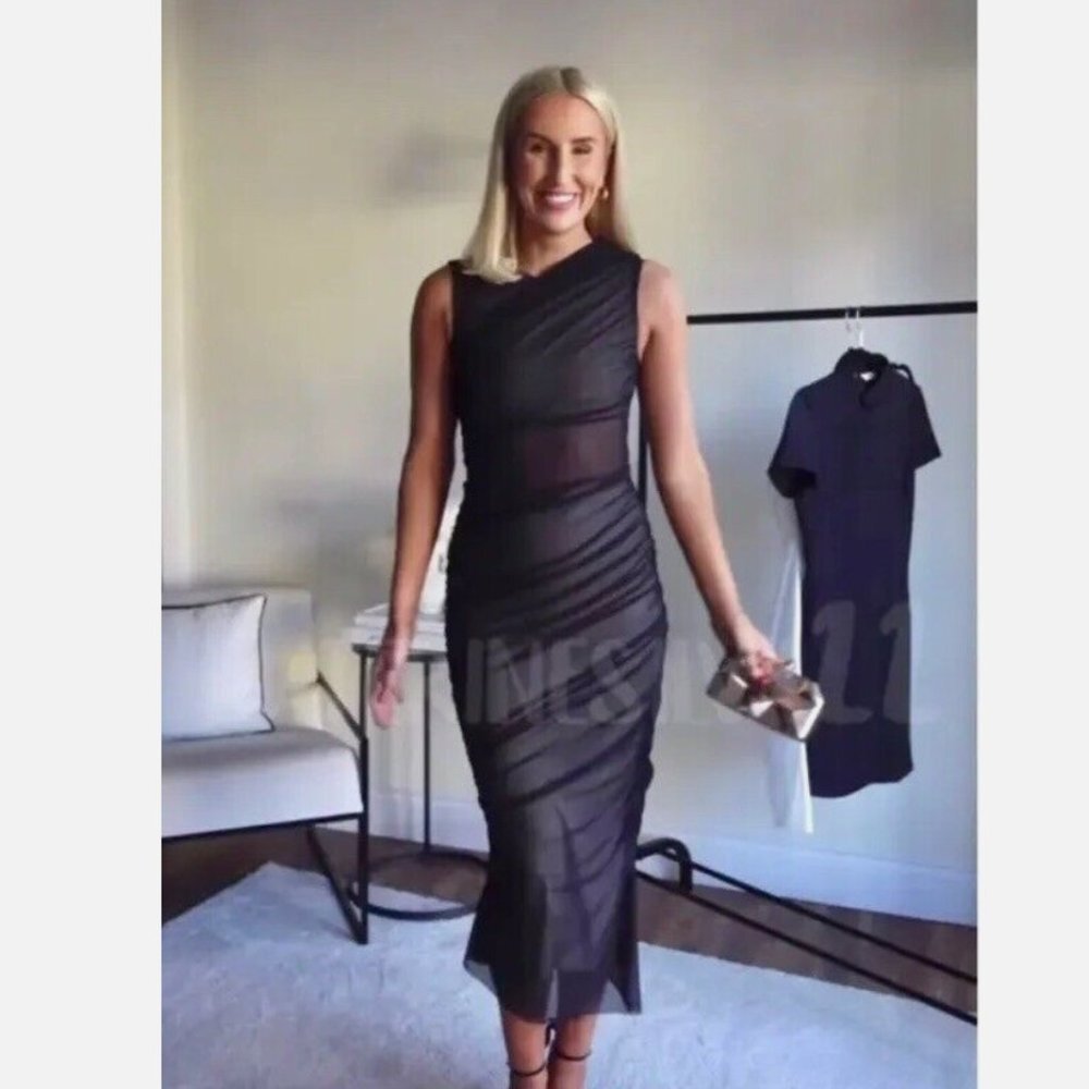 Zara mesh bodycon midi dress tulle - Picture 5 of 8